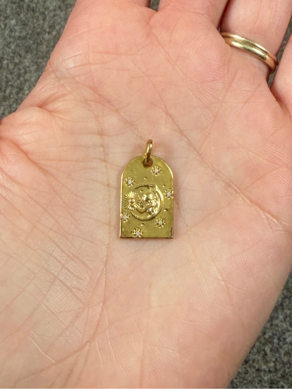 Namaste Jewelry Goddess Necklace Gold Pendant Tag Charm‎ Celestial Sun Moon Star - Picture 2 of 4